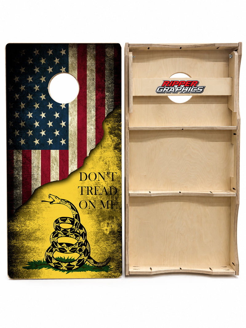 Don't Tread On Me American Flag Cornhole Design