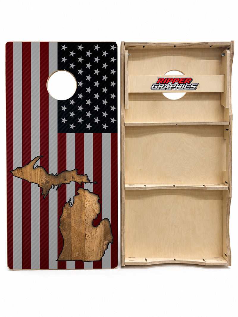 State of Michigan Flag Cornhole Design