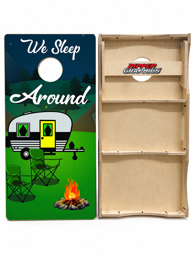 We Sleep Around Cornhole Design