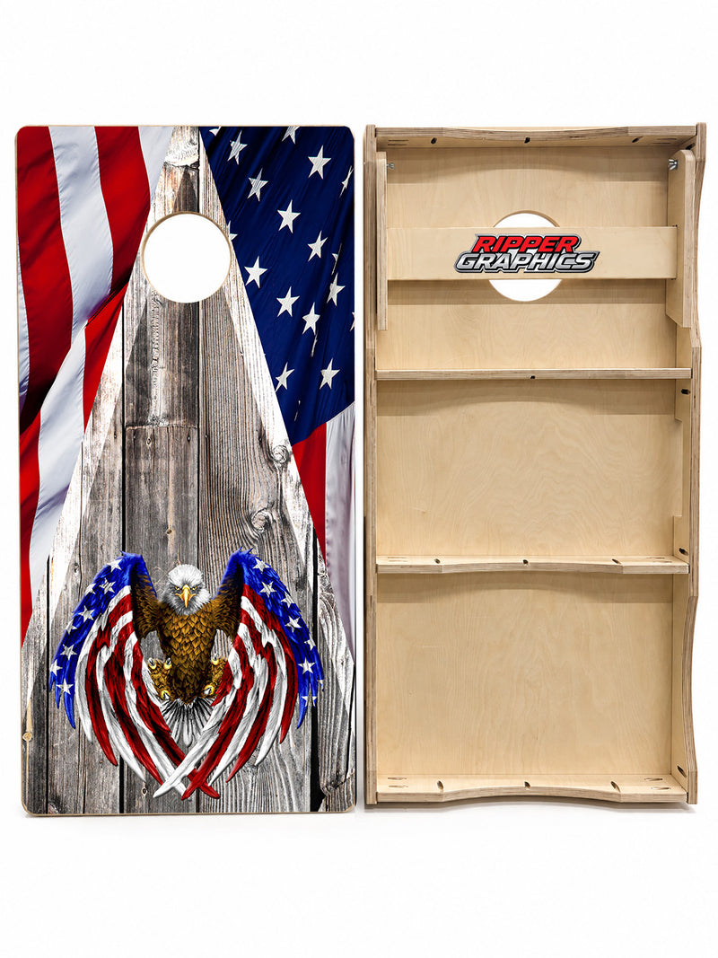 Bald Eagle American Flag Cornhole Design