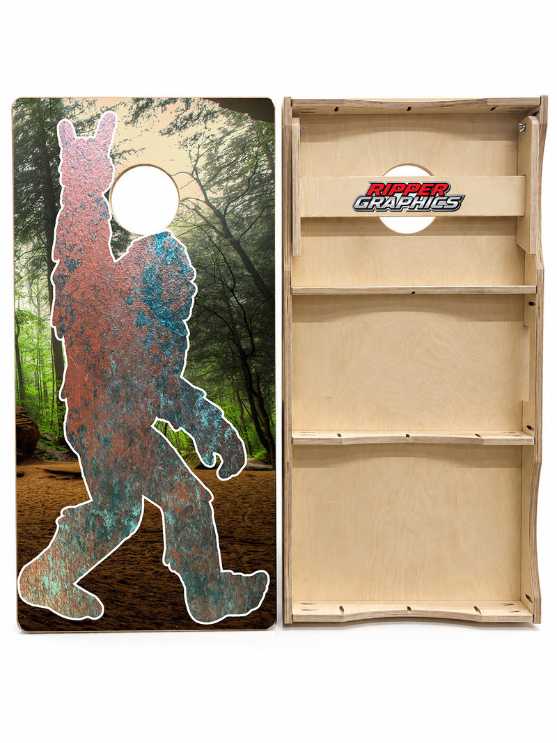 Bigfoot Finger & Devil Horns Cornhole Design