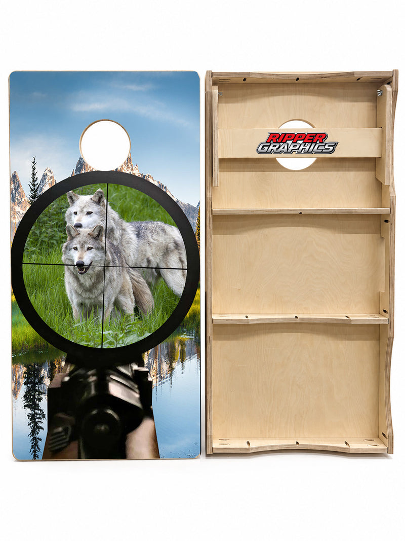 Hunting Wolves Cornhole Design