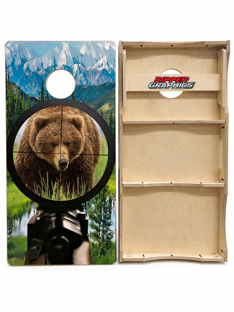 Hunting Grizzlies Cornhole Design