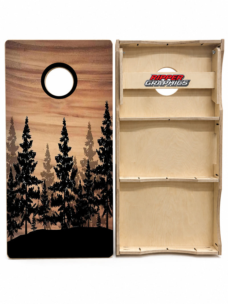 Rustic Pine Forest Cornhole Design