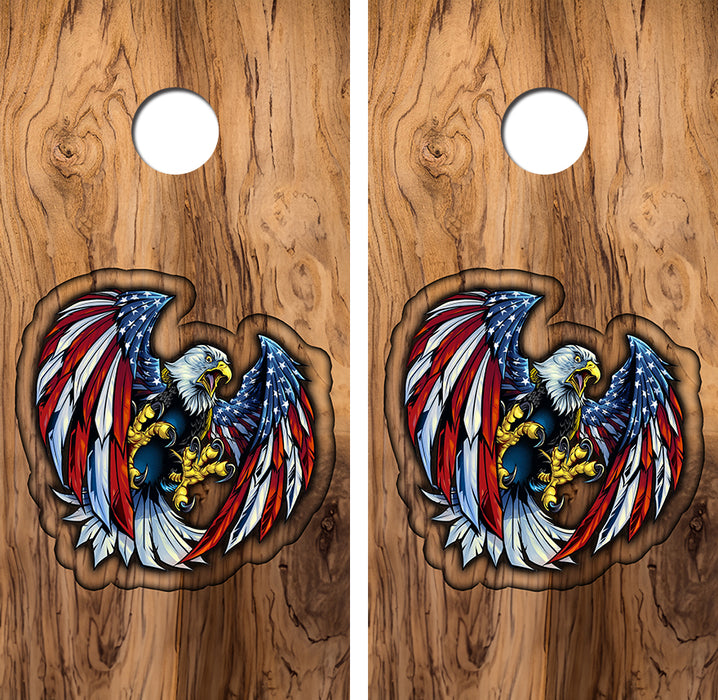 American Eagle Routered Design Cornhole Wrap Decal with Free Laminate Included