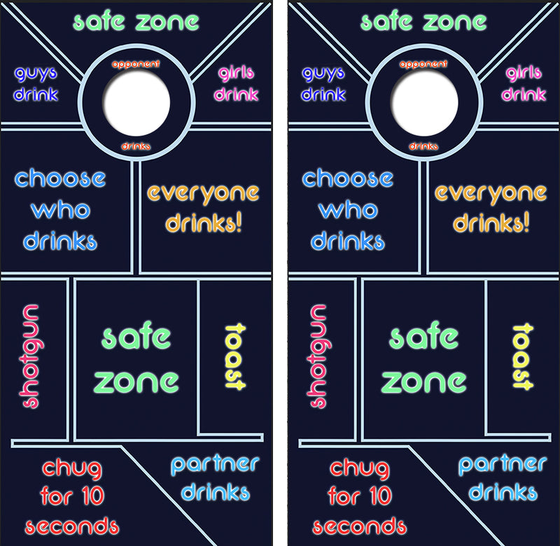 Neon Drinking Game Cornhole Design