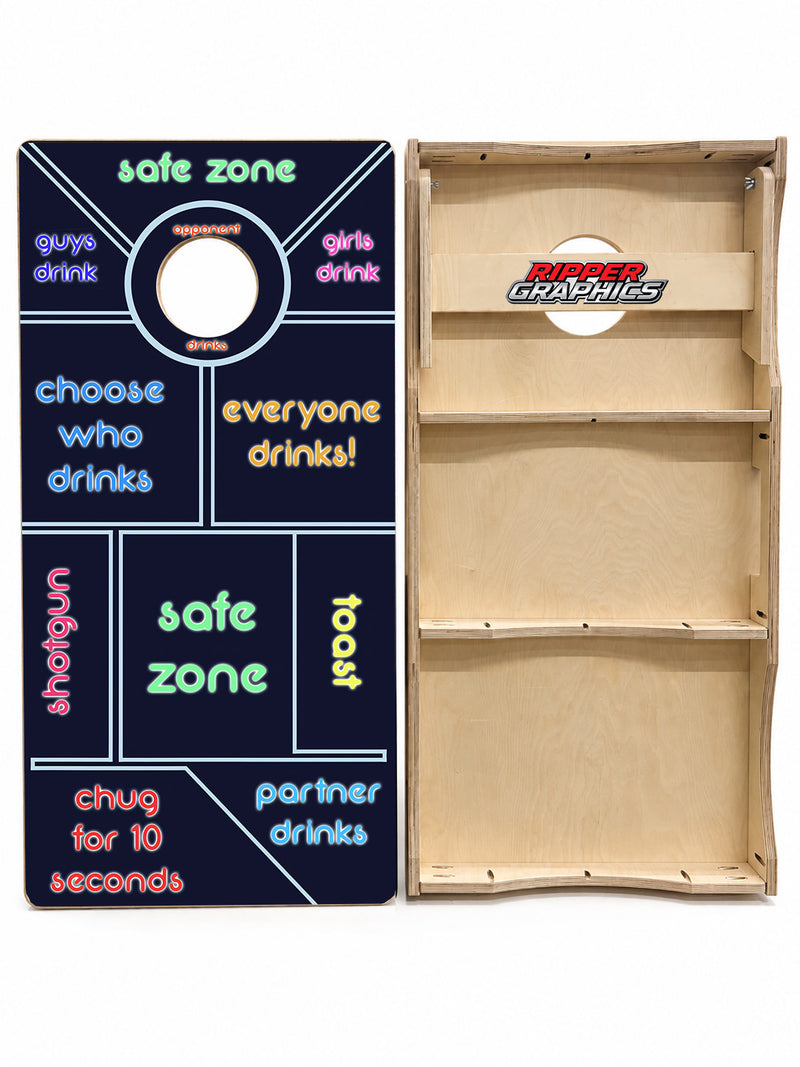 Neon Drinking Game Cornhole Design