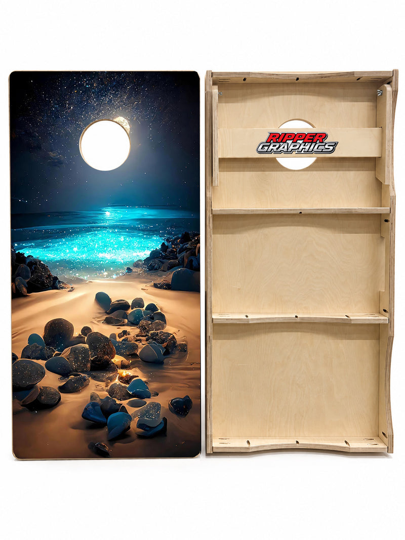 Moonlit Beach Cornhole Design
