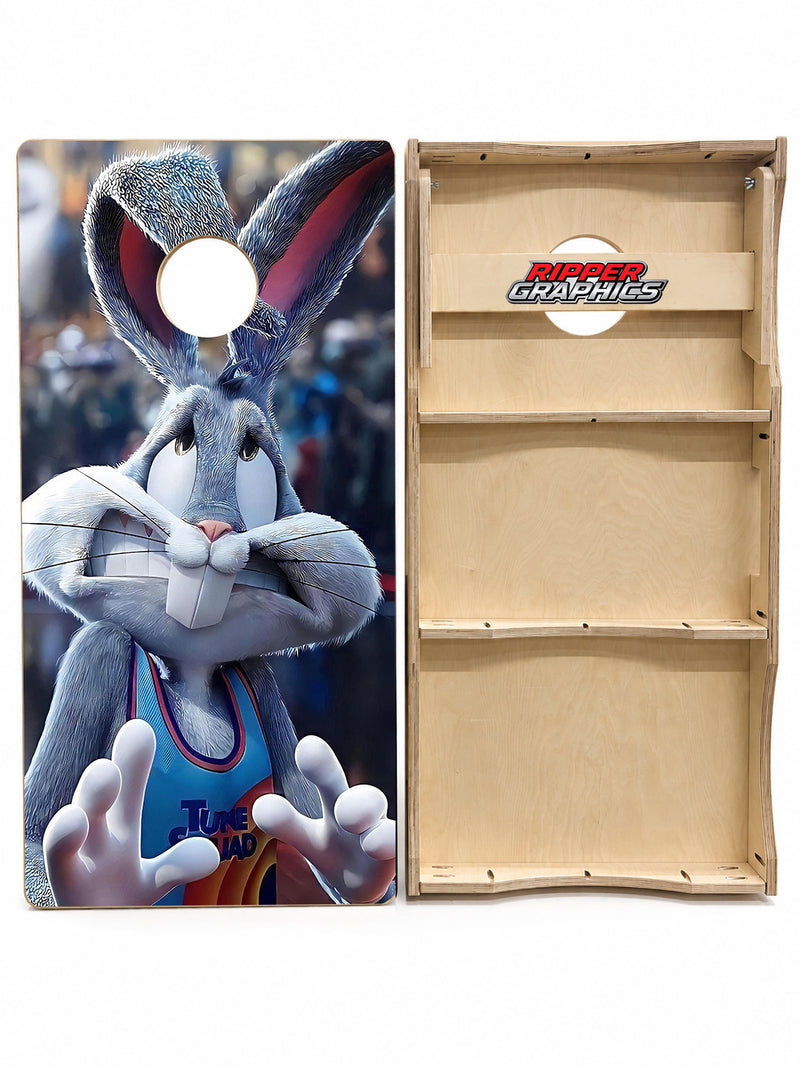 Close Call Rabbit Cornhole Design