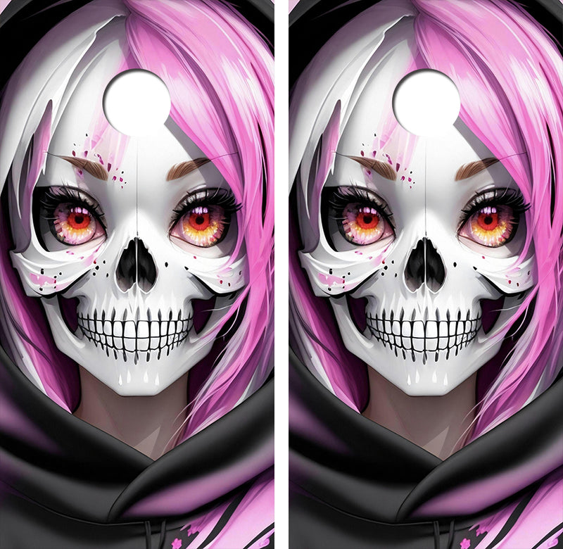 Candy Skull Girl Cornhole Design