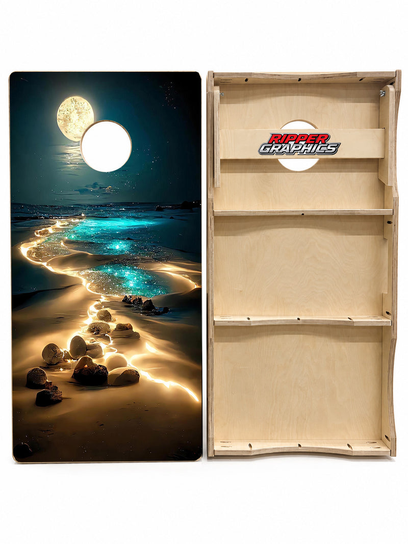 Moonlit Beach Cornhole Design