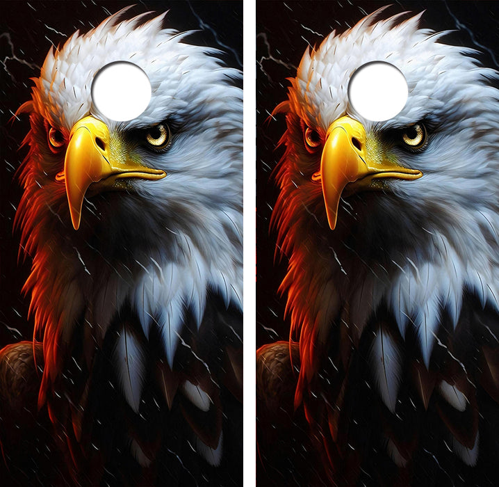 Angry American Bald Eagle Cornhole Wood Board Skin Wrap