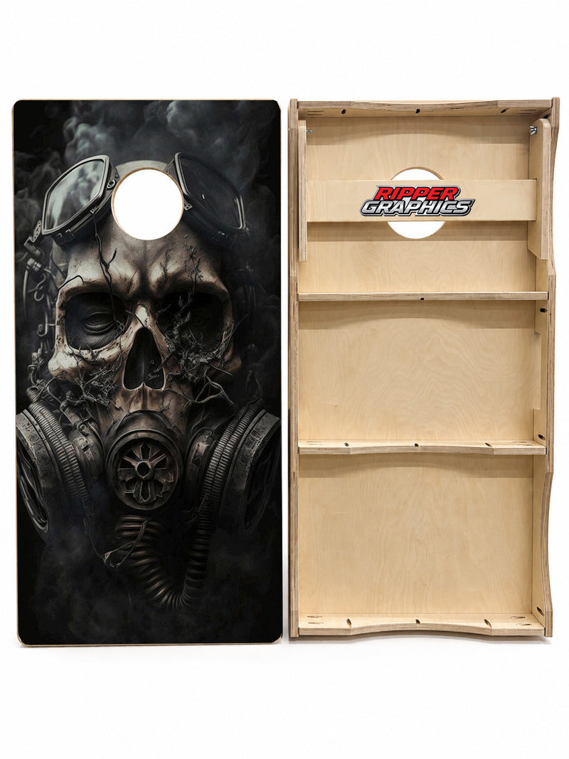 Steam Punk Skull Gas Mask Cornhole Design