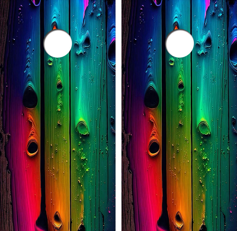 Multi Color Wood Planks Cornhole Design