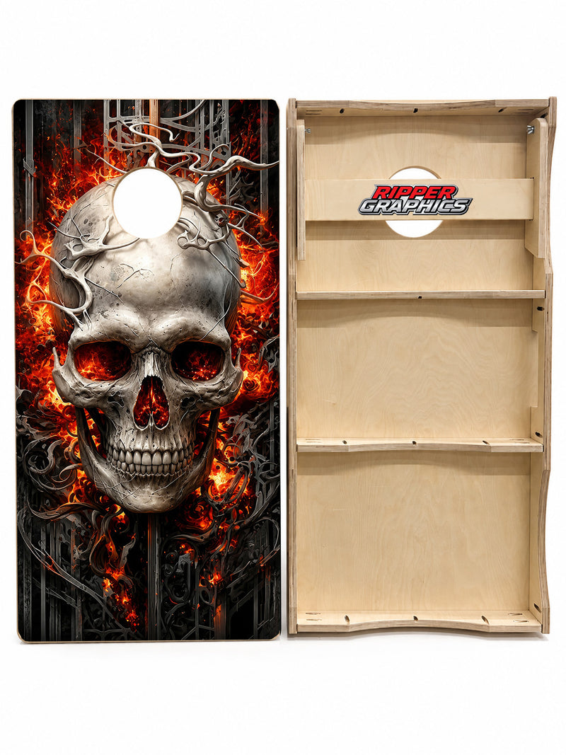Flaming Skull Cornhole Design
