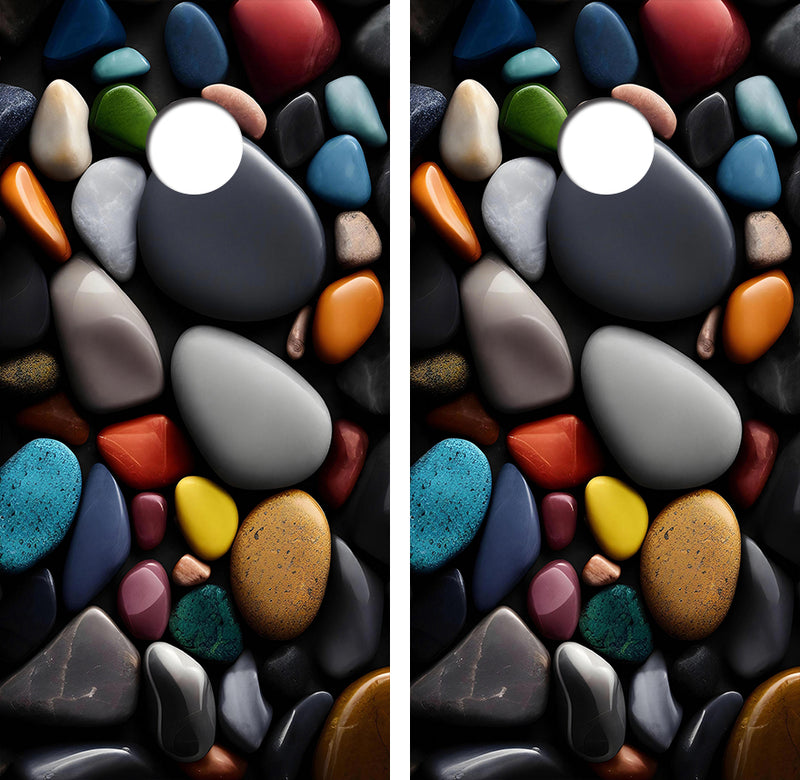 Colorful Rocks Cornhole Design