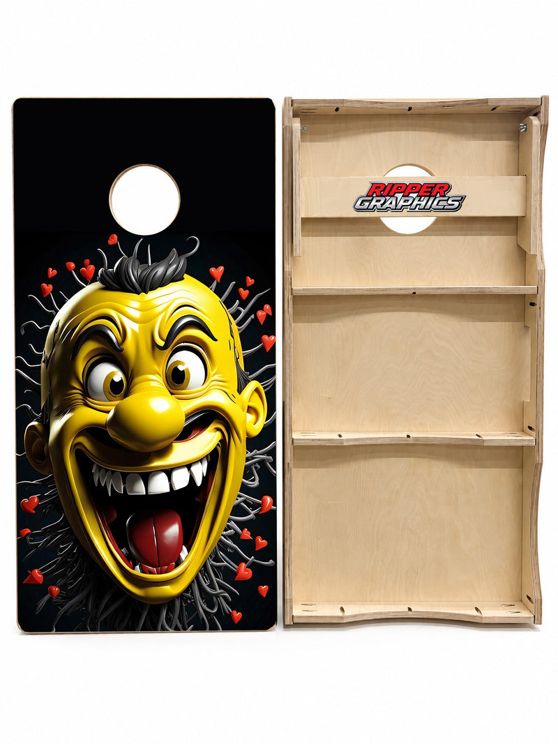 Crazy Happy Guy Cornhole Design