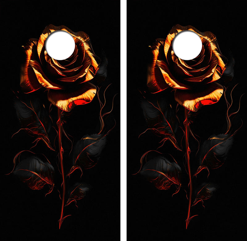 Copper Roses Cornhole Design