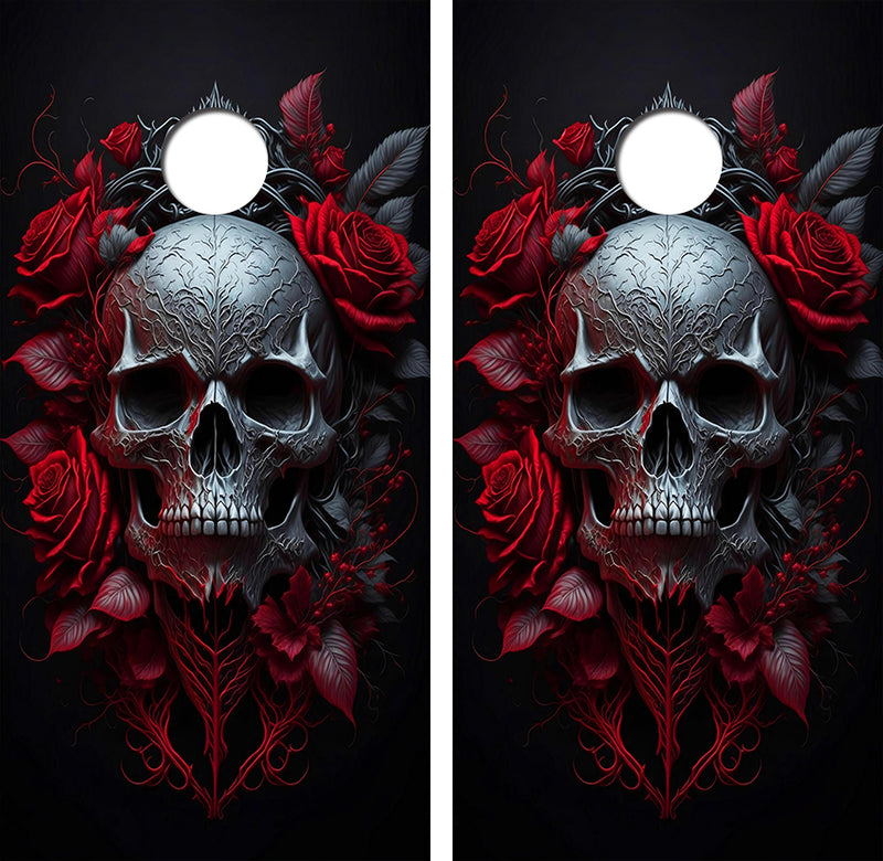 Skull Roses Cornhole Design