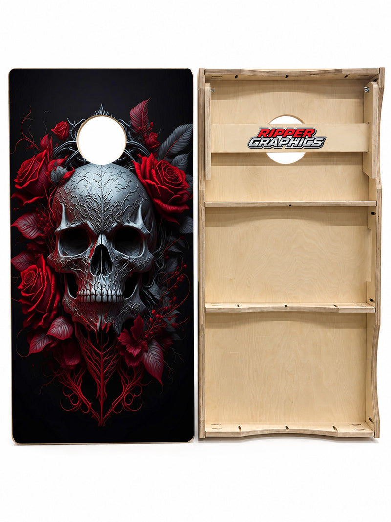 Skull Roses Cornhole Design