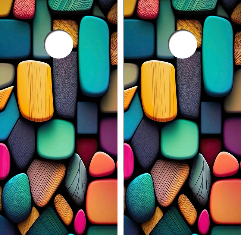 Colorful Rocks Cornhole Design