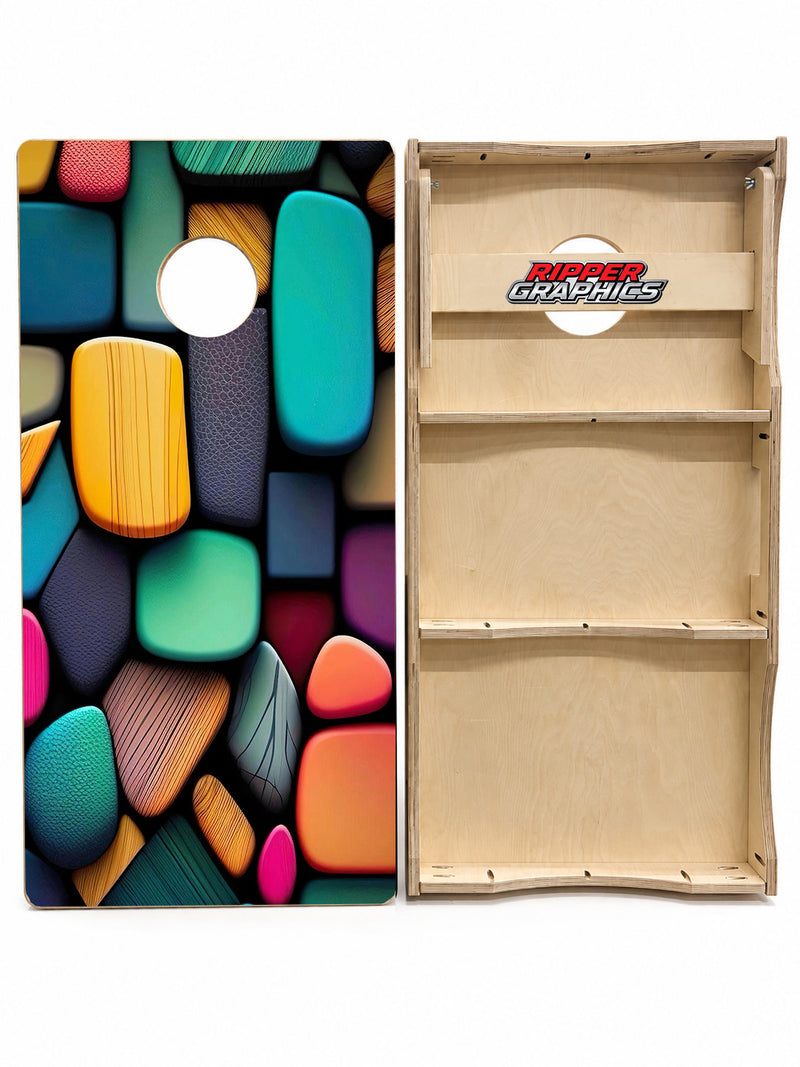 Colorful Rocks Cornhole Design