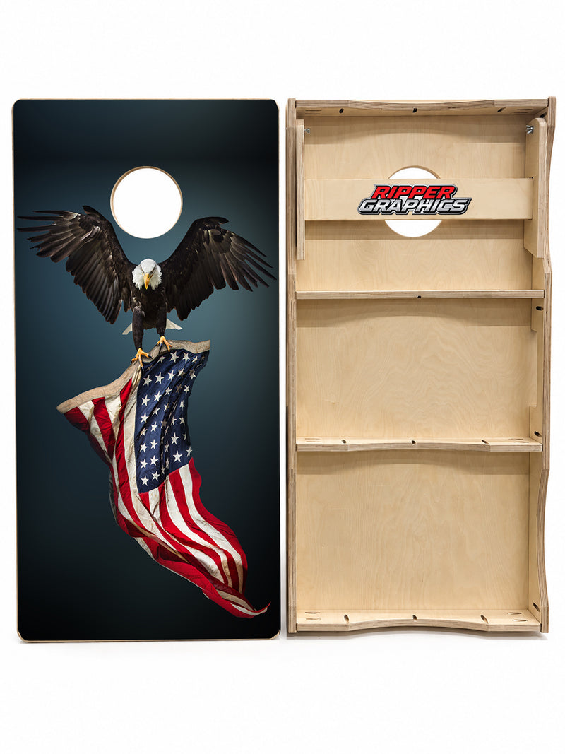Bald Eagle American Flag Cornhole Design