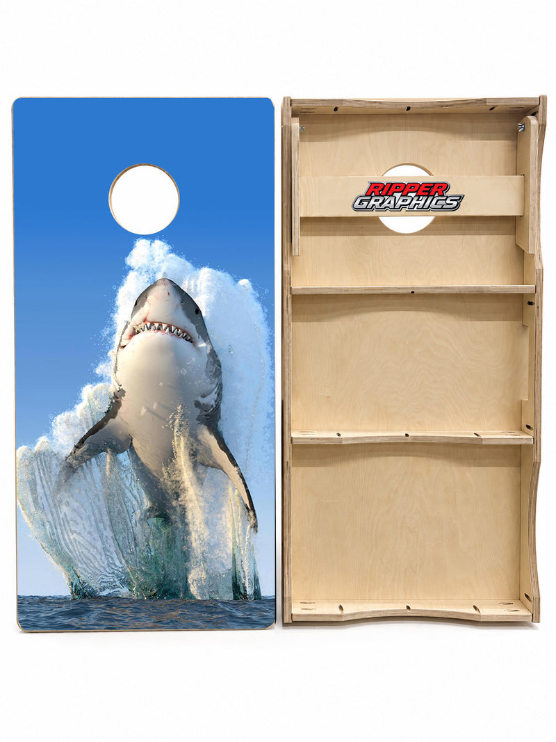 Breaching Great White Shark Cornhole Design