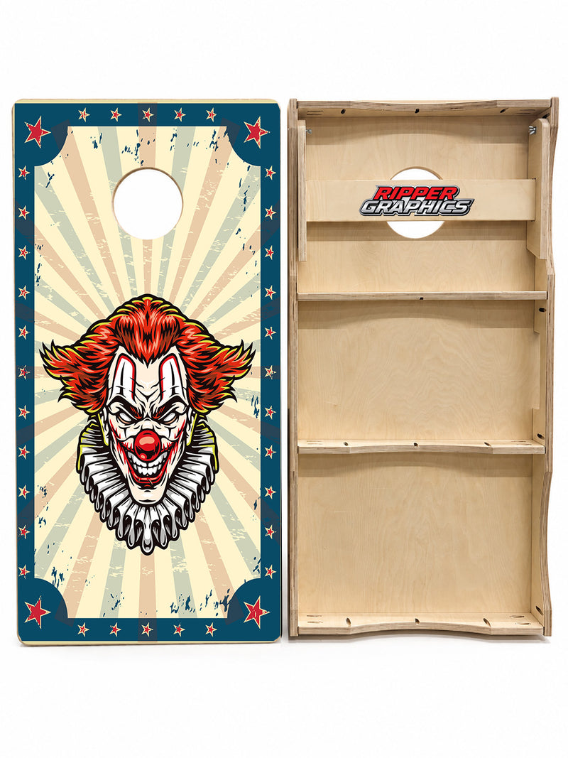 Evil Circus Clowns Cornhole Design