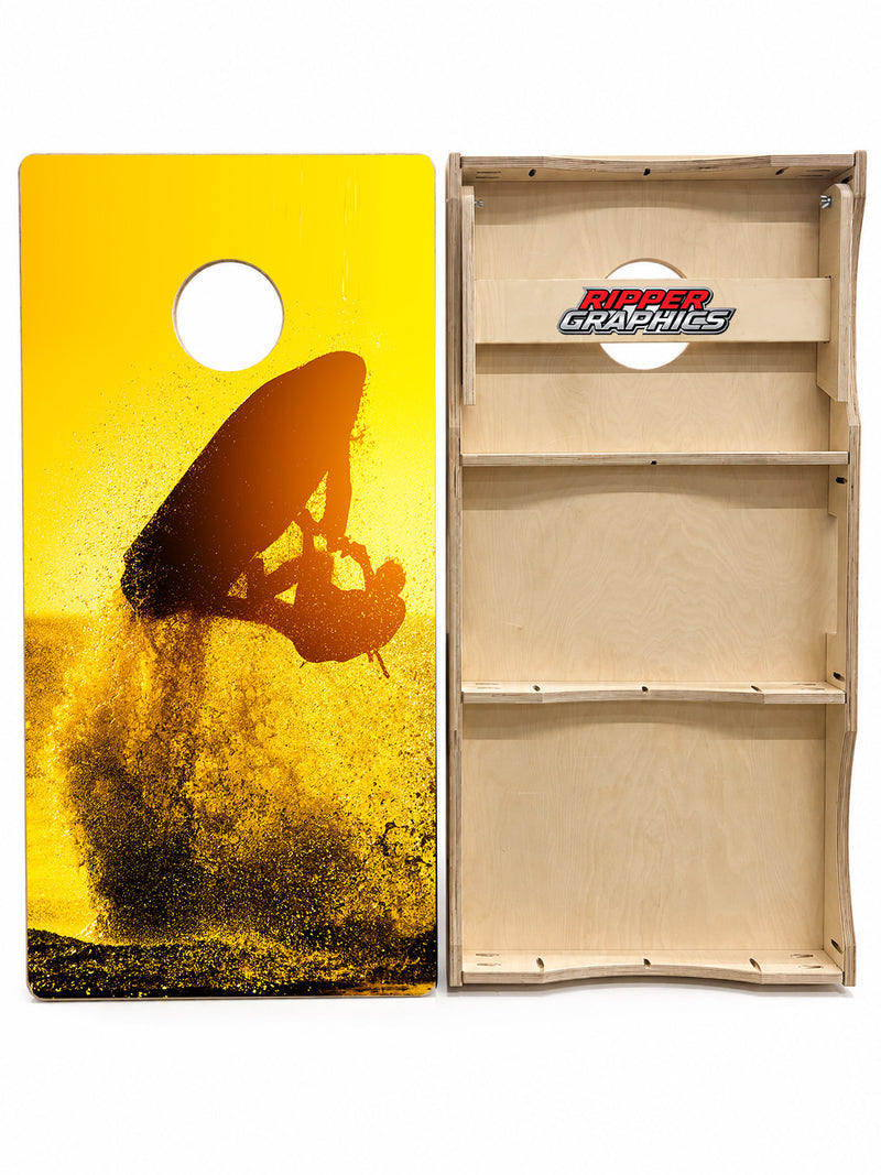 Jet Skiing At Dusk Cornhole Design