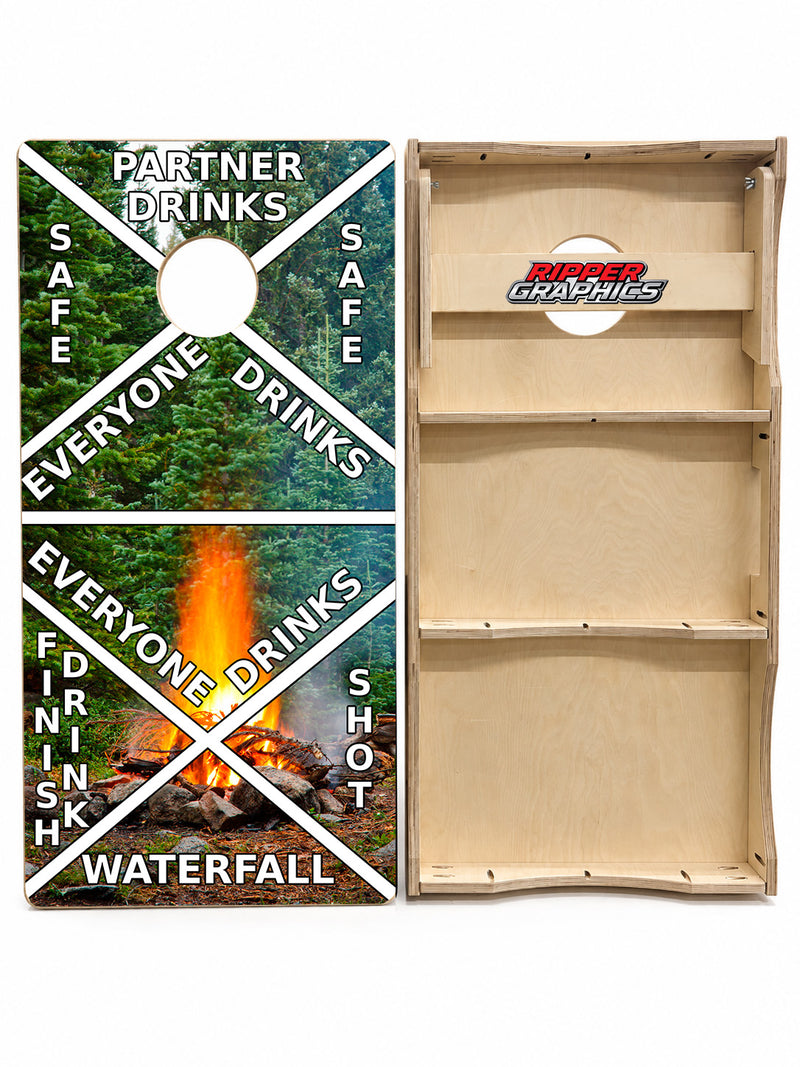 Camping Bonfire Drinking Game Cornhole Design