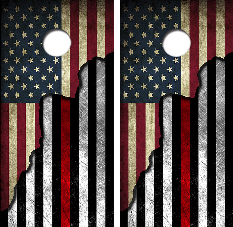 American / Red Lives Flag Cornhole Design