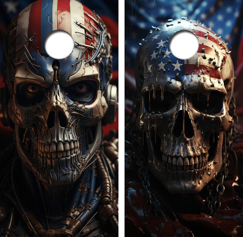 Patriotic Skulls Cornhole Design