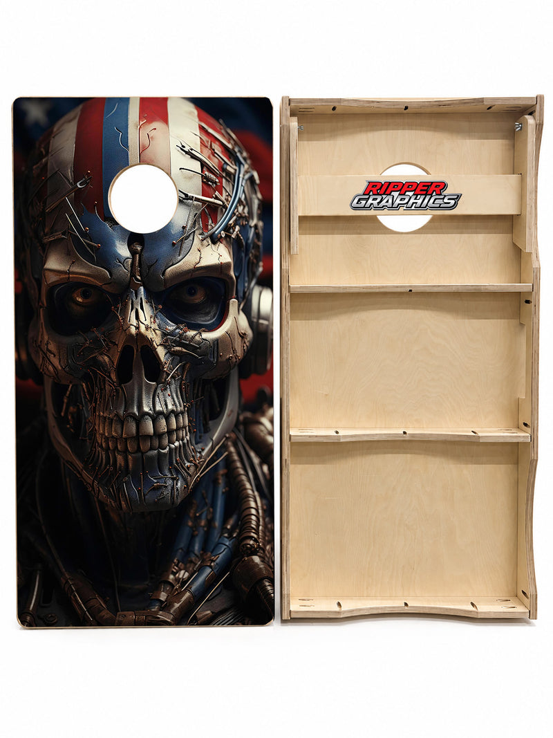 Patriotic Skulls Cornhole Design