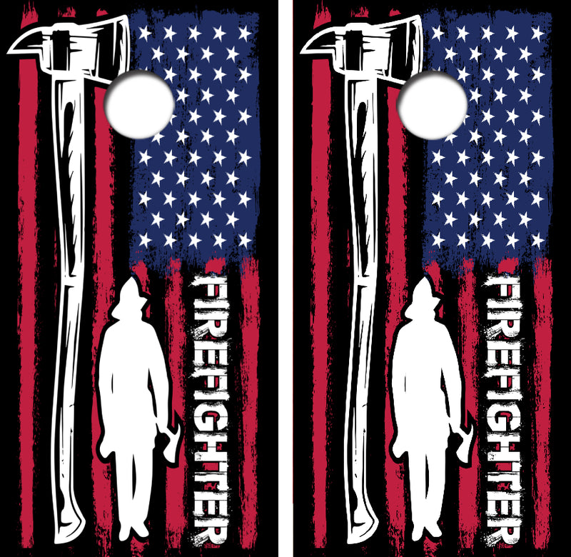 Firefighter Flag Cornhole Design
