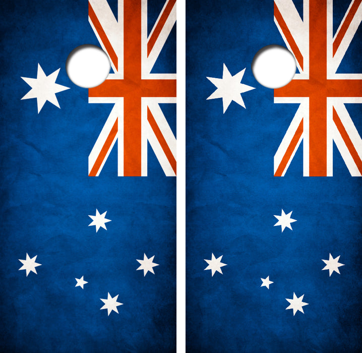 Grunge Australian Flag Cornhole Board Skin Wraps FREE LAMINATE