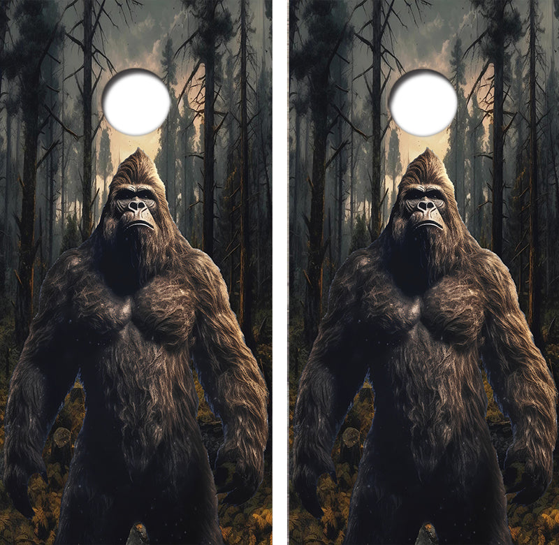 Bigfoot In The Woods Cornhole Design