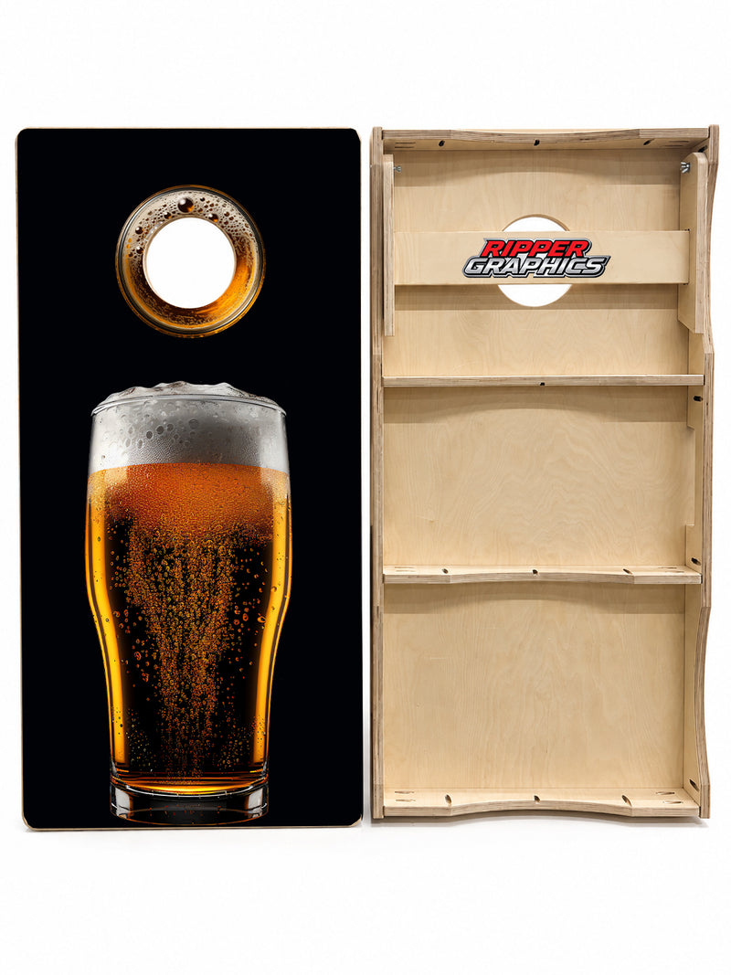 Refreshing Glass of Beer Cornhole Design
