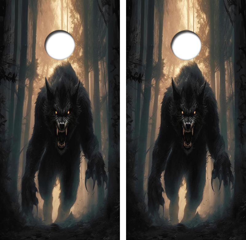 Charging Werewolf Cornhole Design