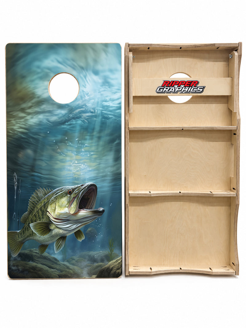 Hungry Large Mouth Bass Cornhole Design