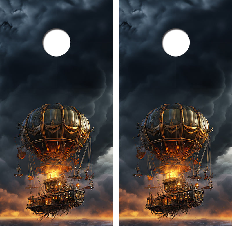 Steam Punk Hot Air Balloon Cornhole Design