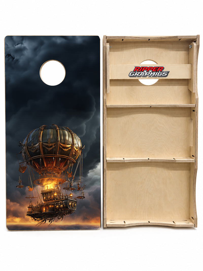 Steam Punk Hot Air Balloon Cornhole Design