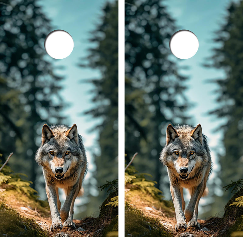 Hungry North American Wolf Cornhole Design