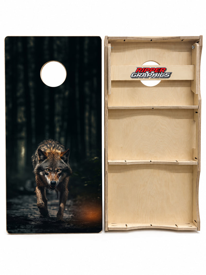 Hungry North American Wolf Cornhole Design