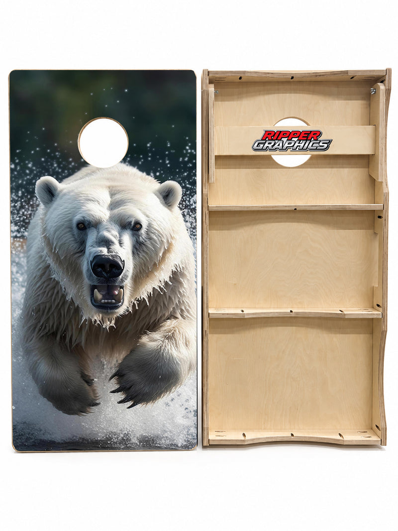 Charging Polar Bear Cornhole Design