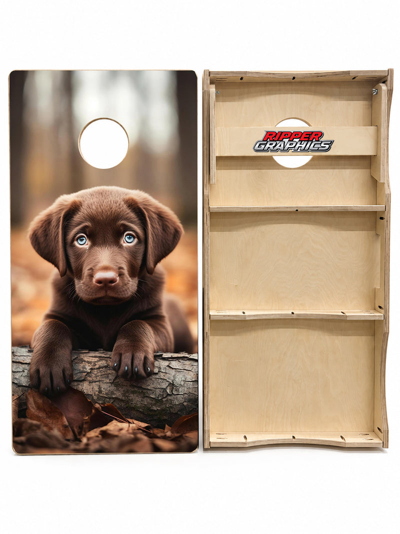 Cute Chocolate Labrador Retreive Puppy Cornhole Design