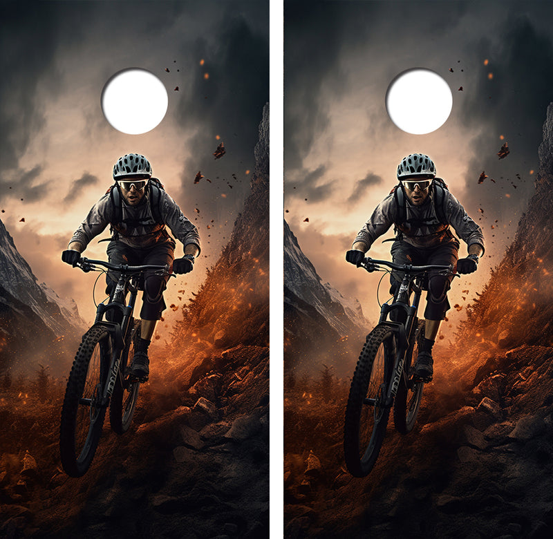 Extreme Downhill Mountain Biking Cornhole Design