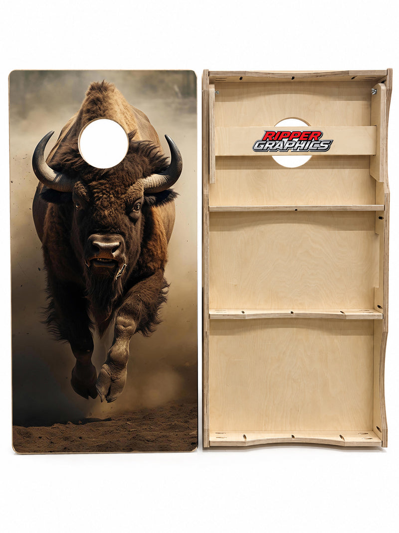 Charging African American Buffalo Cornhole Design