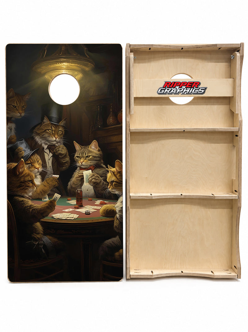 Cats Playing Poker Cornhole Design