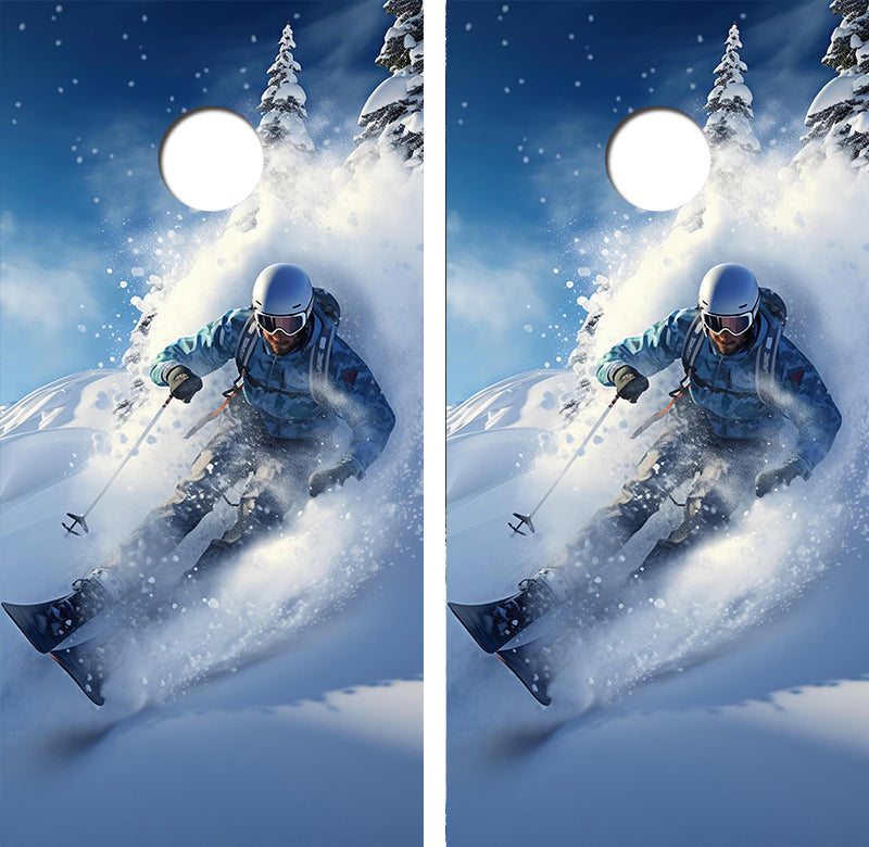 Downhill Skiing Cornhole Design